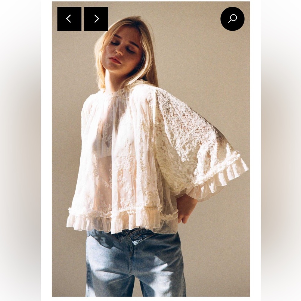 NWT Merritt Charles The Kaya Top - Ivory White Circular Lace Top Size S